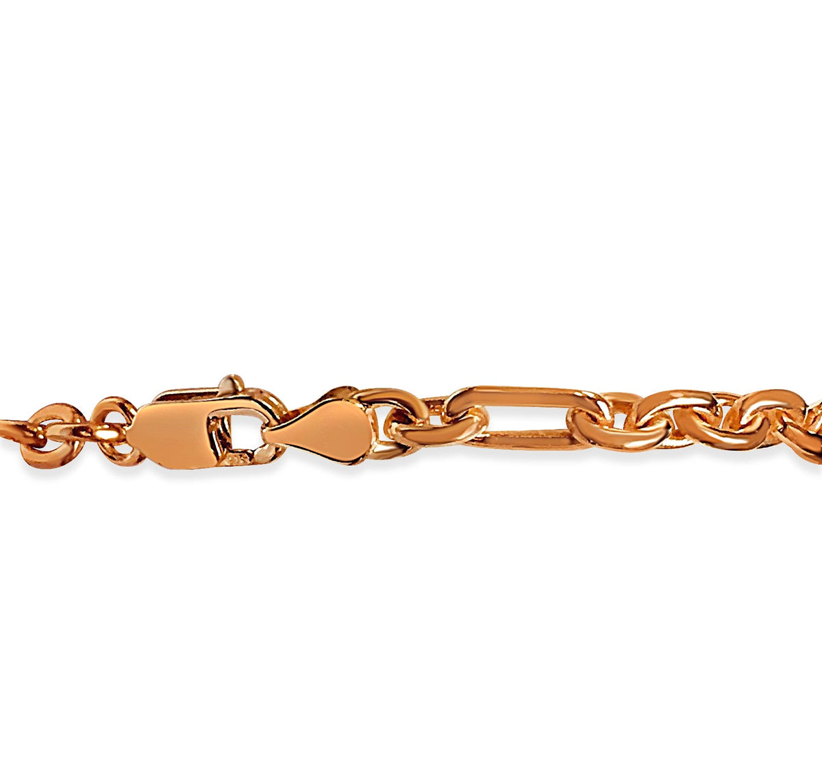 Rolo (Figaro) Solid White/Yellow/Rose Gold Handmade Necklace , 5mm, 16-30 Inch