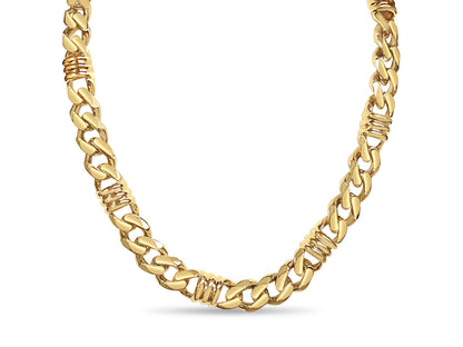 Curb &amp; Bar Solid White/Yellow/Rose Gold Handmade Necklace , 11mm, 16-30 Inch