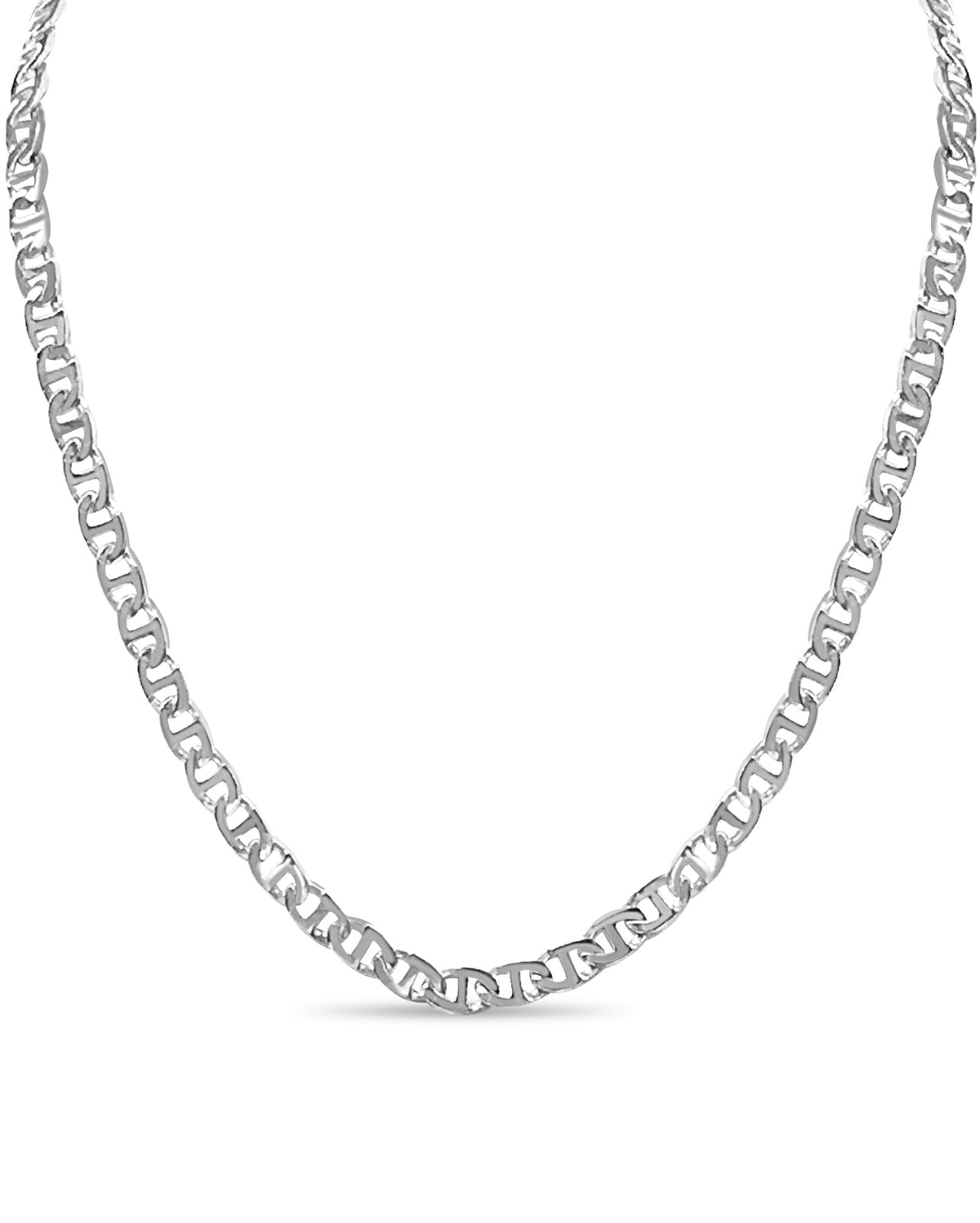 Mariner Solid White/Yellow/Rose Gold Handmade Necklace , 7mm, 16-30 Inch