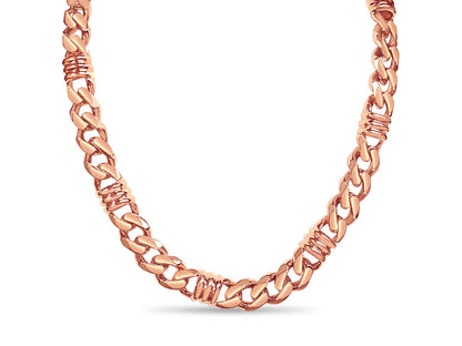 Curb &amp; Bar Solid White/Yellow/Rose Gold Handmade Necklace , 11mm, 16-30 Inch