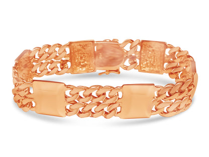 Curb &amp; Bar Solid White/Yellow/Rose Gold Handmade Bracelet , 17mm, 6.5-10 Inch