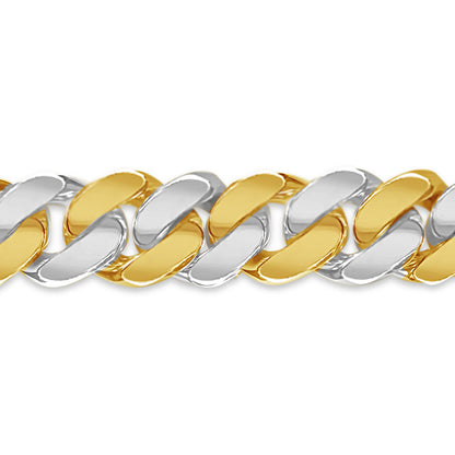 Miami Cuban Solid White/Yellow/Rose Gold Handmade Bracelet , 13mm, 6.5-10 Inch
