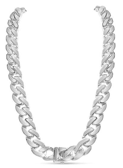 Miami Cuban Solid White/Yellow/Rose Gold Handmade Necklace , 16mm, 16-30 Inch