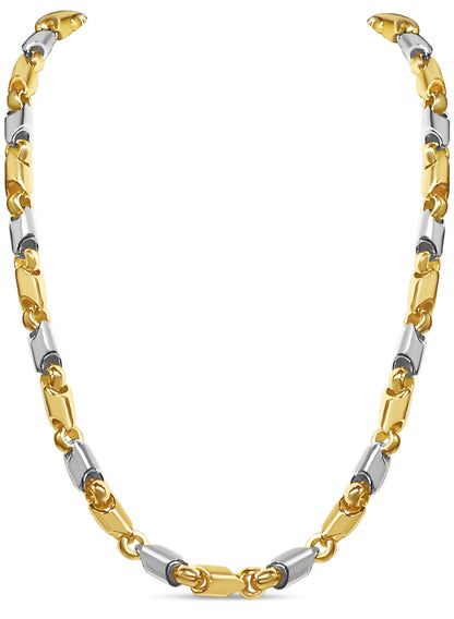 Fancy Tube Solid White/Yellow/Rose Gold Handmade Necklace , 8mm, 16-30 Inch