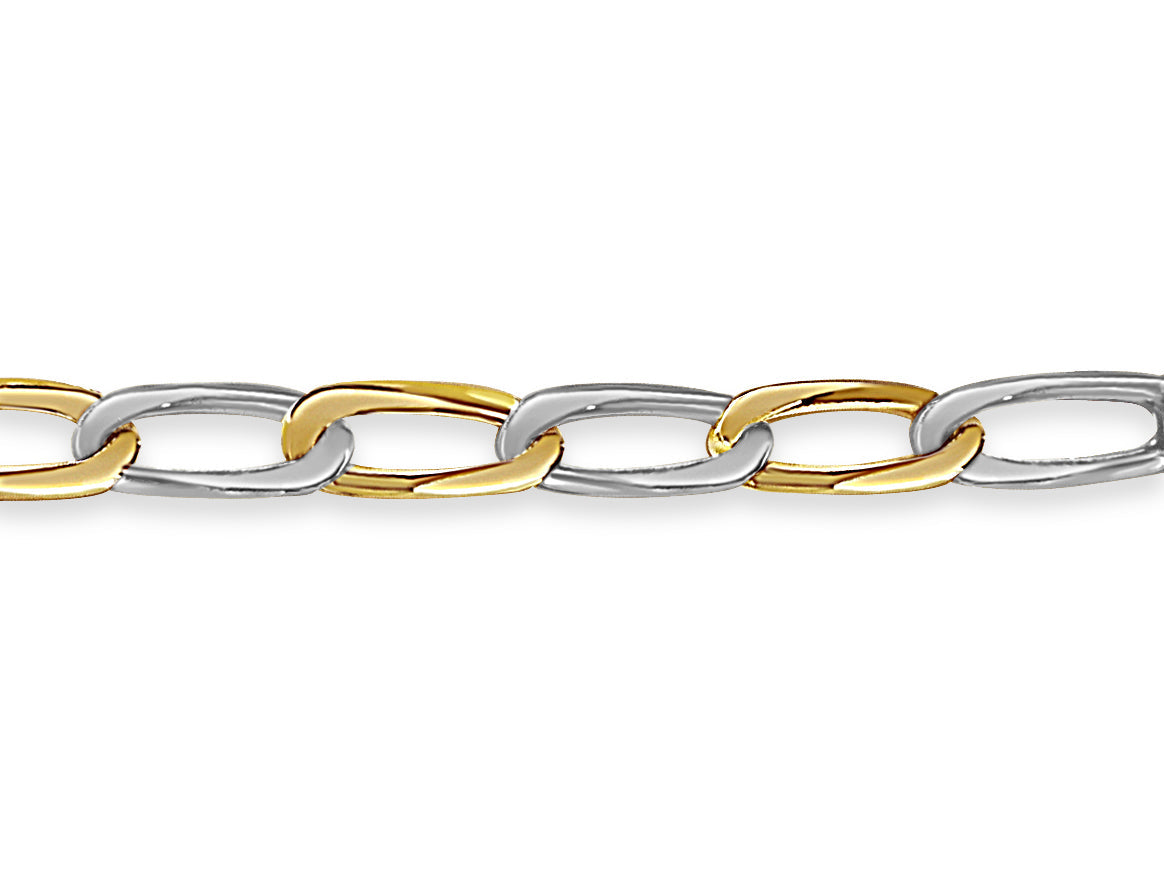 Flat Solid White/Yellow/Rose Gold Handmade Necklace , 9mm, 16-30 Inch