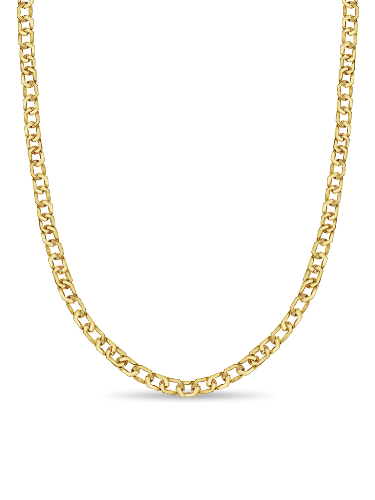 Curb Solid White/Yellow/Rose Gold Handmade Necklace , 11mm, 16-30 Inch