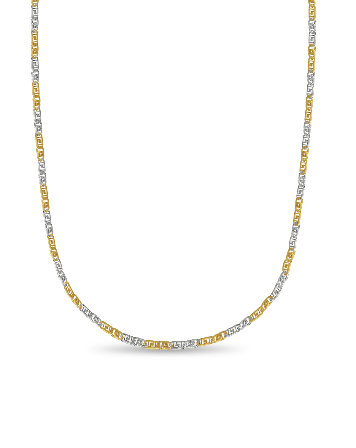 Greek Key &amp; Tiger Eye Solid White/Yellow/Rose Gold Handmade Necklace , 11mm, 16-30 Inch