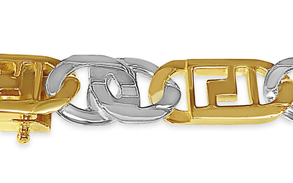 Greek Key &amp; Tiger Eye Solid White/Yellow/Rose Gold Handmade Necklace , 11mm, 16-30 Inch