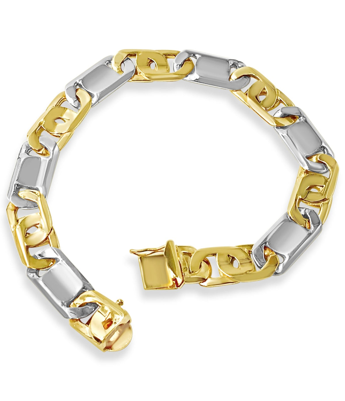 Tiger Eye &amp; Bar Solid White/Yellow/Rose Gold Handmade Bracelet , 11mm, 6.5-10 Inch