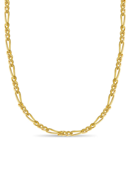 Figaro Solid White/Yellow/Rose Gold Handmade Necklace , 7mm, 16-30 Inch