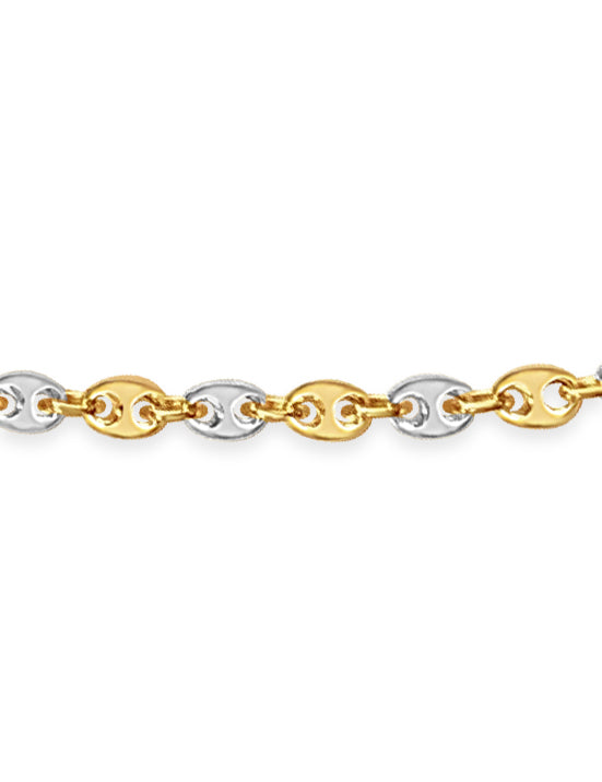 Mariner Solid White/Yellow/Rose Gold Handmade Necklace , 7mm, 16-30 Inch