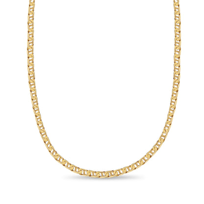 Mariner Solid White/Yellow/Rose Gold Handmade Necklace , 7mm, 16-30 Inch