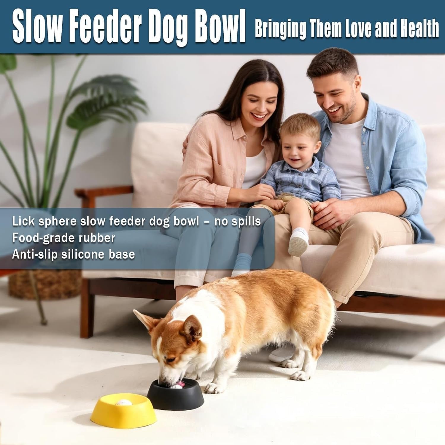 Lick and Roll Bowl for Dogs – No-Mess Slow Feeder for Bone Broth, Yogurt &amp; Supplements | Lick and Roll Bowl with Anti-Spill Rolling Ball | for Senior Dogs, New Puppies &amp; Post-Op Nutrition
