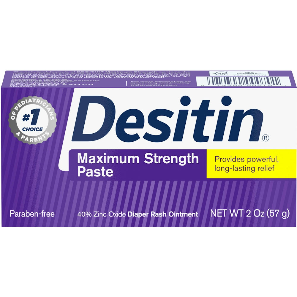 Desitin Maximum Strength Baby Diaper Rash Cream With 40% Zinc Oxide For Treatment, Relief &amp; Prevention, Hypoallergenic, Phthalate- &amp; Paraben-Free Paste, Travel Size, 2 Oz