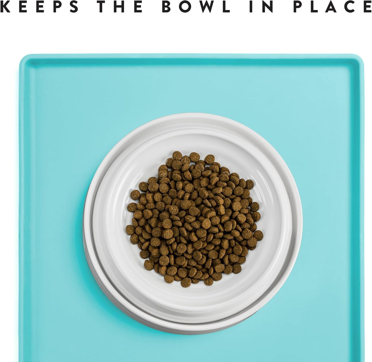 Cat Food Mat, Small &amp; Large Pet Feedingd Mat, 100% Waterproof Cat Mats for Food and Water, Silicone Mats for Pet Bowls, Non-Slip Placemat for Water Bowl or Fountain (Small, Aruba)