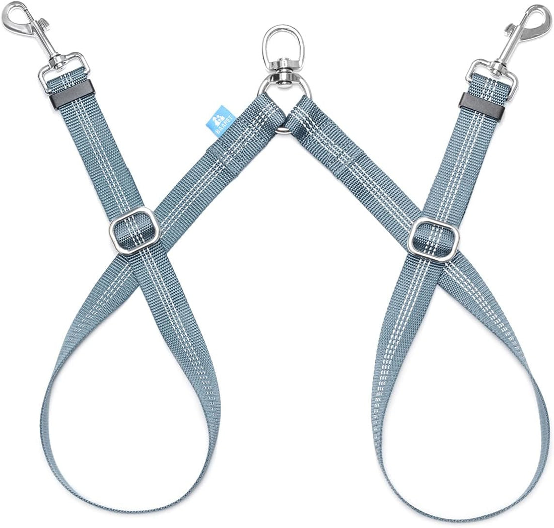 Double Dog Leash Splitter, Tangle Free Dual Dog Leash Coupler, Two Dog Walking and Training Extension for Small Medium or Large Dogs (1.0&