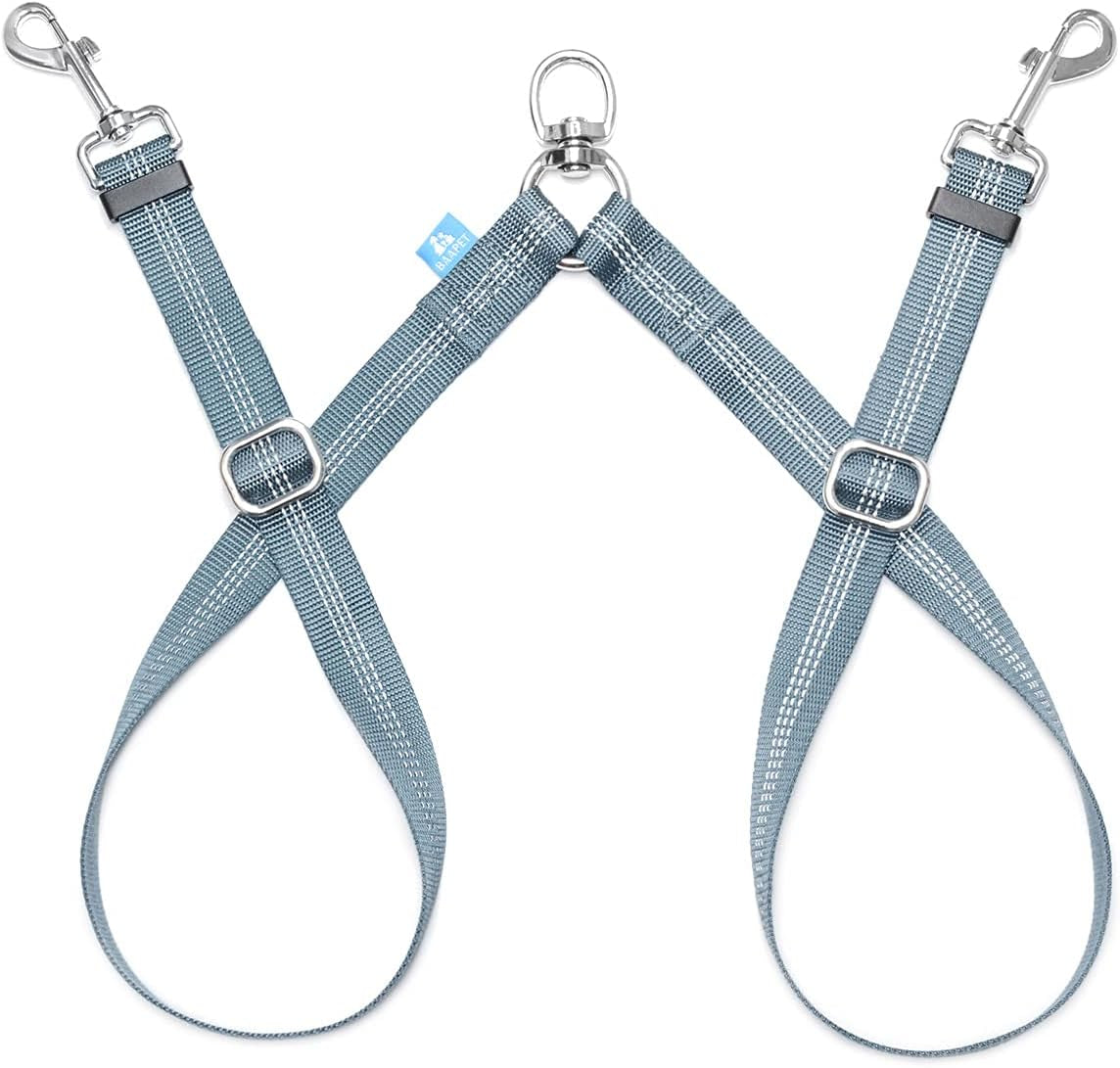 Double Dog Leash Splitter, Tangle Free Dual Dog Leash Coupler, Two Dog Walking and Training Extension for Small Medium or Large Dogs (1.0&