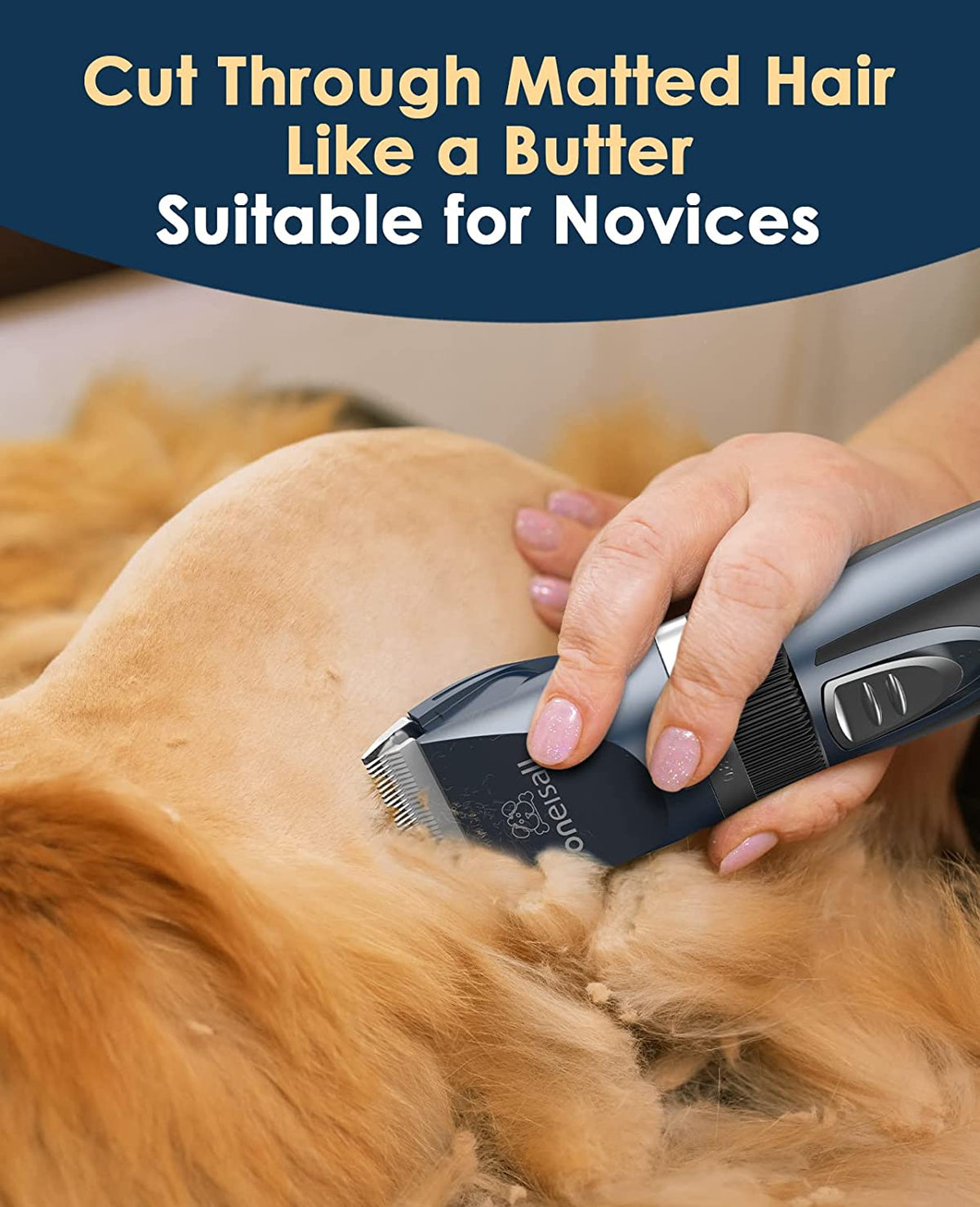 Quiet Cat Clippers for Matted Hair &amp; Long Hair, Cat Shaver | Cordless Cat Grooming Kit, LCD Display, 6 Guard Combs, 240-Min Runtime, 2-Speed Low Noise Trimmer for Cats &amp; Small Dogs
