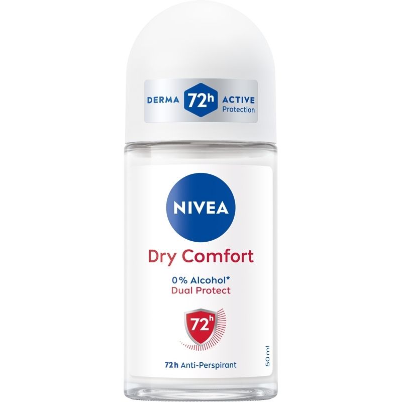 NIVEA Dry Comfort 72h Anti-Perspirant Roll-On 50ml – Dual Protect Formula &amp; 0% Alcohol