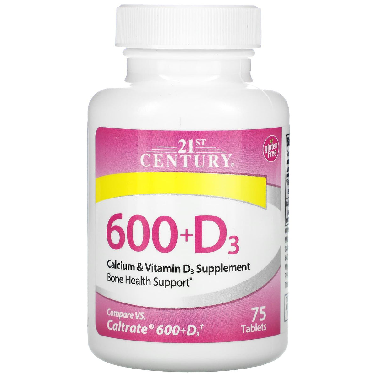 21st Century Calcium 600 mg + Vitamin D3 800 IU – Bone &amp; Joint Support, 75 Tablets