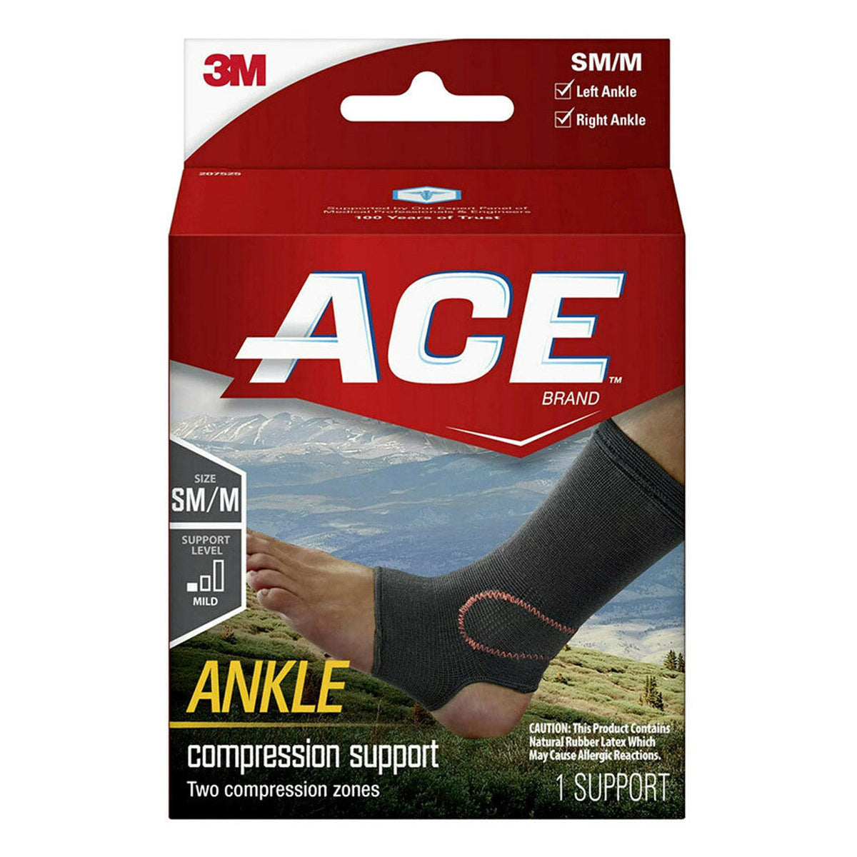 Ace Brand Compression Ankle Support, Small/Medium, Black
