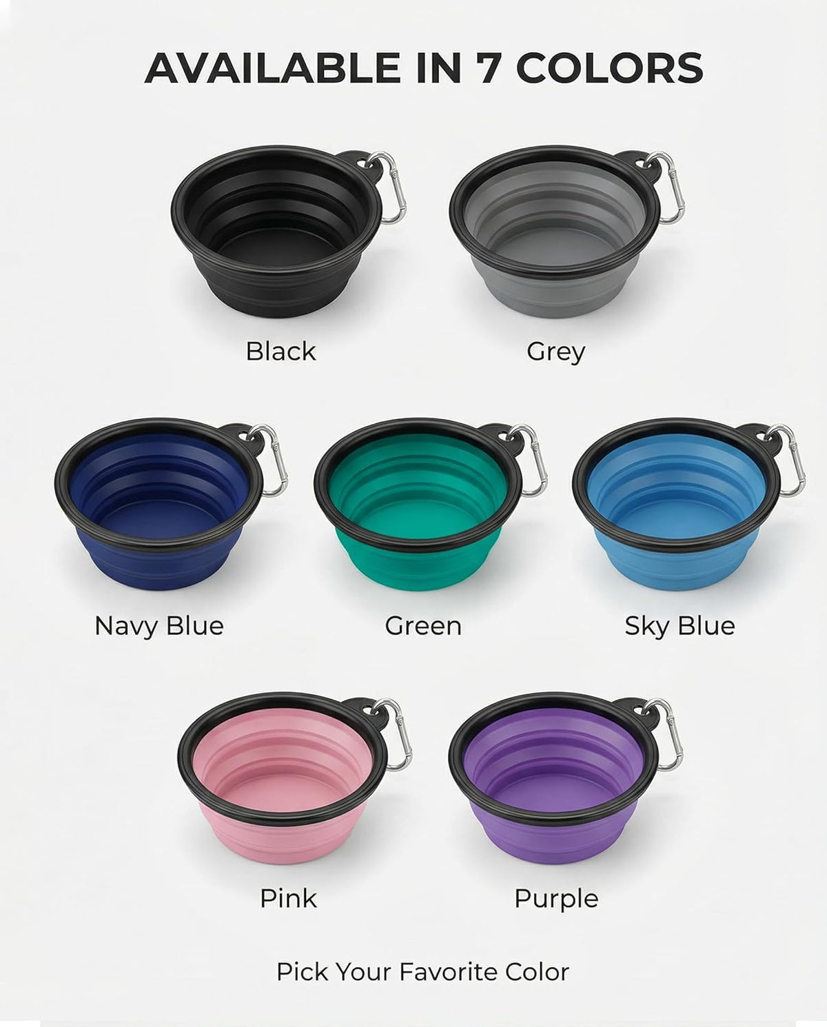 Collapsible Dog Bowls for Travel, 2-Pack Dog Portable Water Bowl for Dogs Cats Pet Foldable Feeding Watering Dish for Traveling Camping with Carabiners, BPA Free (Grey&amp;Pink, Medium (Pack of 2))