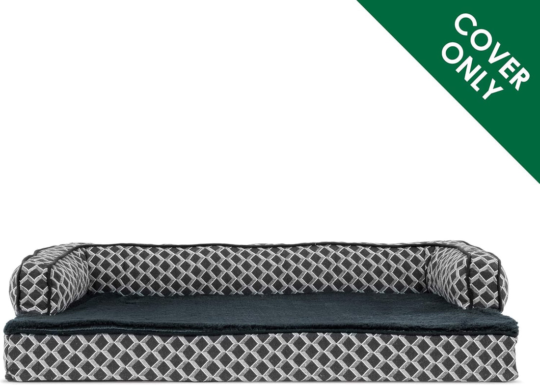 Replacement Dog Bed Cover Comfy Couch Plush &amp; Décor Sofa-Style, Machine Washable - Diamond Gray, Jumbo (X-Large)