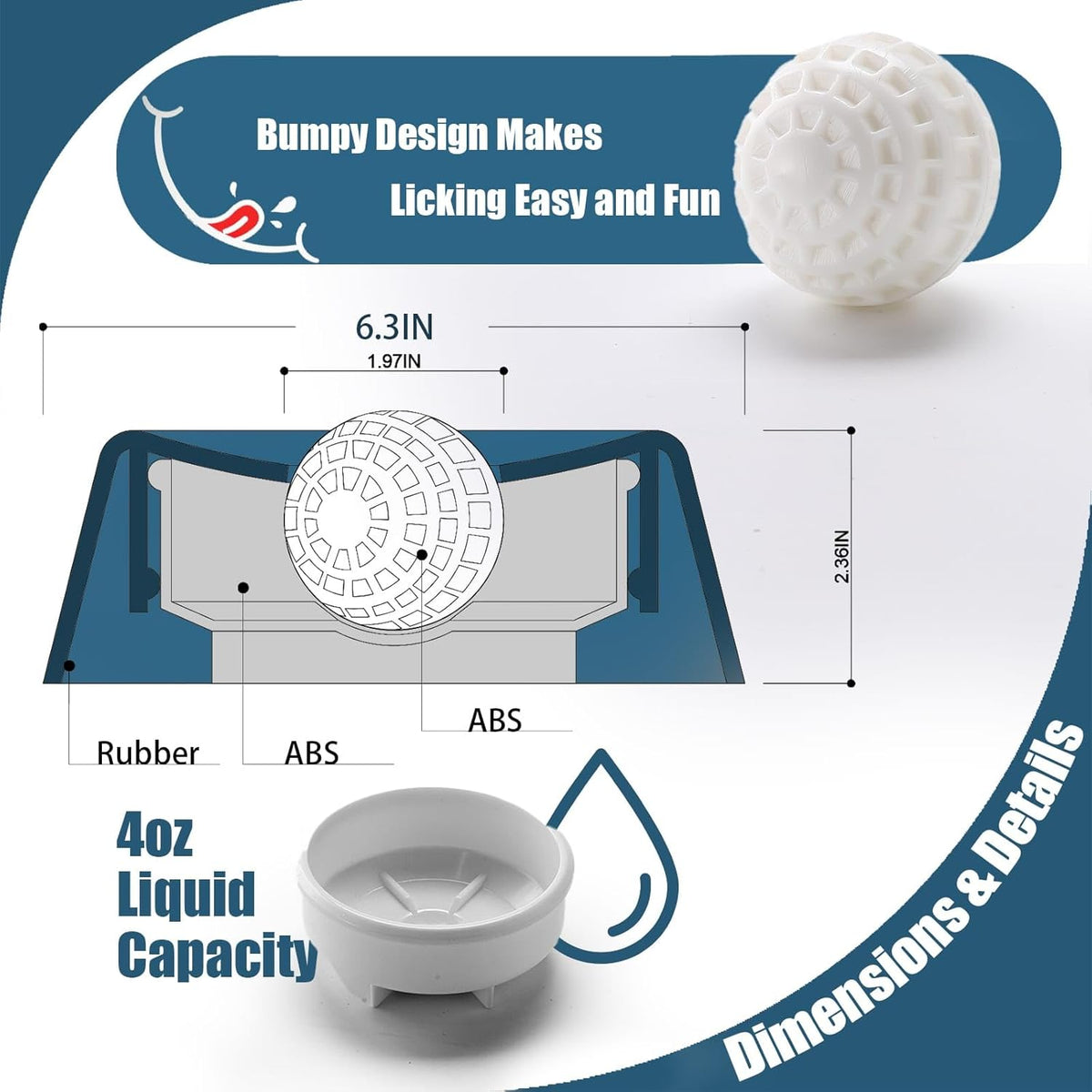 Lick and Roll Bowl for Dogs – No-Mess Slow Feeder for Bone Broth, Yogurt &amp; Supplements | Lick and Roll Bowl with Anti-Spill Rolling Ball | for Senior Dogs, New Puppies &amp; Post-Op Nutrition
