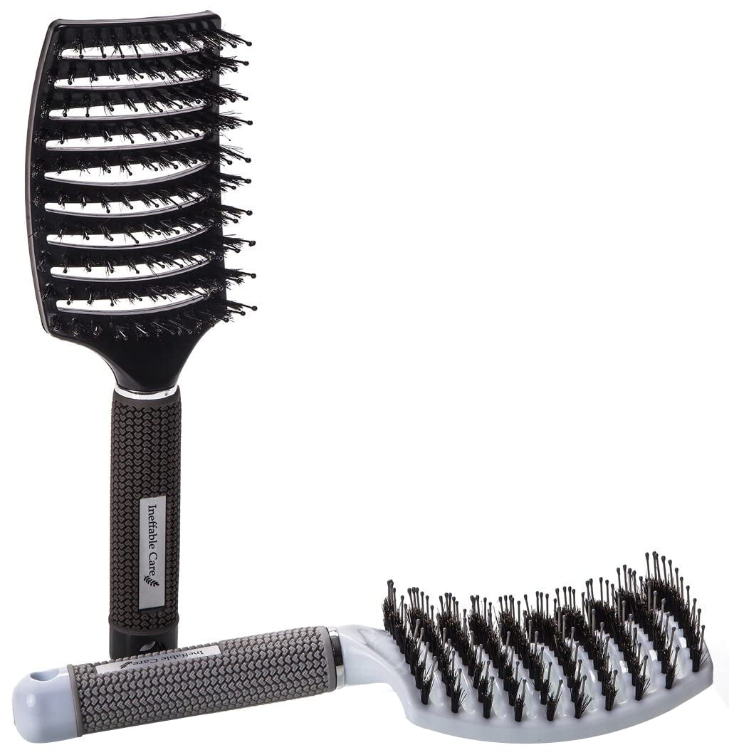 Boar Bristle Hair Brush Set – Curved and Vented for Wet and Dry Detangling Hair Brush for Women Long, Thick, Thin, Curly &amp; Tangled Hair Vent Brush - Stocking Stuffers Gift Kit
