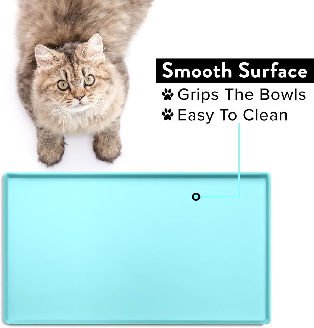 Cat Food Mat, Small &amp; Large Pet Feedingd Mat, 100% Waterproof Cat Mats for Food and Water, Silicone Mats for Pet Bowls, Non-Slip Placemat for Water Bowl or Fountain (Small, Aruba)