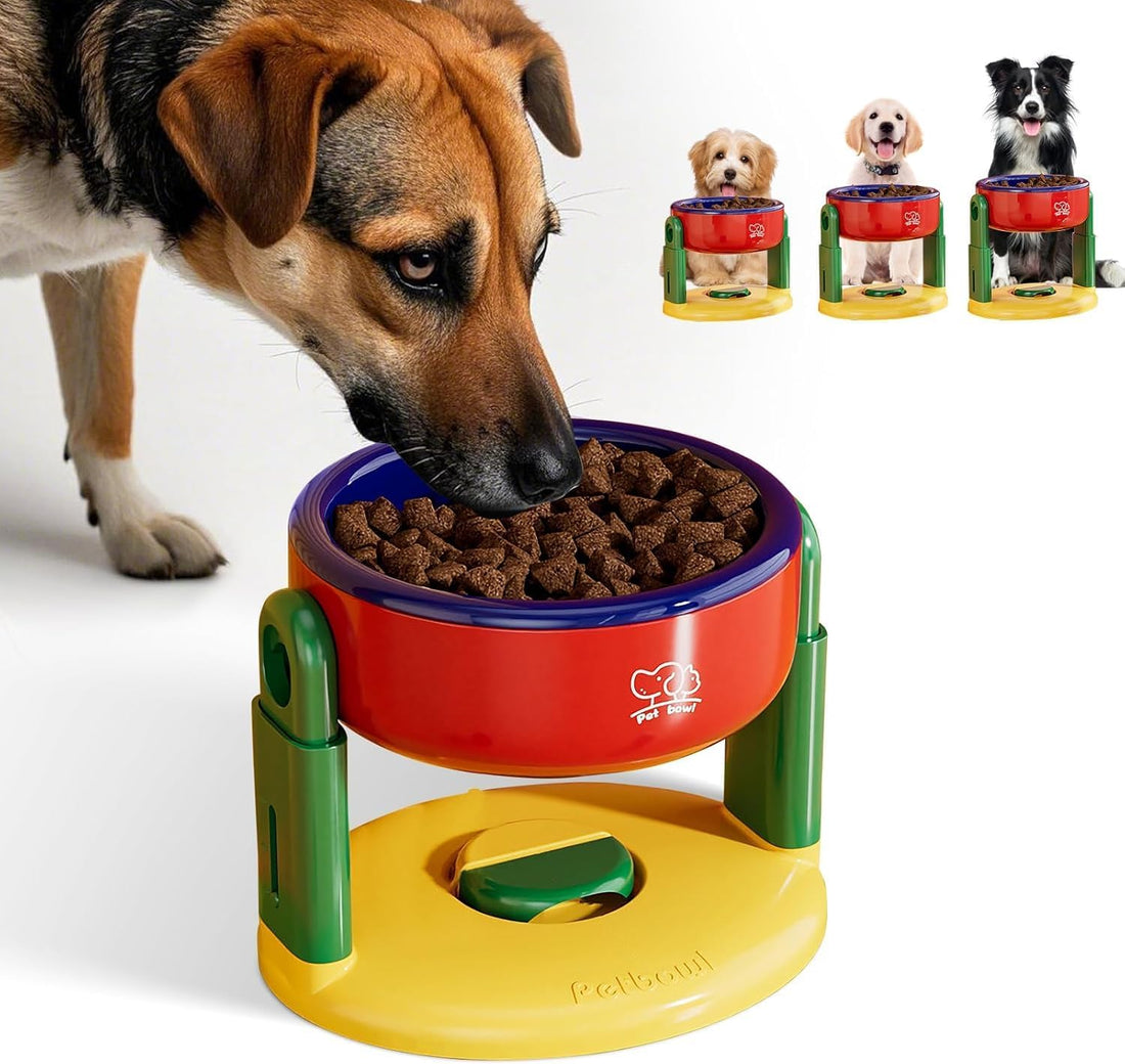 Liftable Pet Bowl, Adjustable Height Non-Slip Dog Cat Dish, with Detachable Suction Cup, Feeder for Cervical Spine Protection, Anti-Tip Anti-Spill Food Water Bowls for Medium Large Pets (Red)