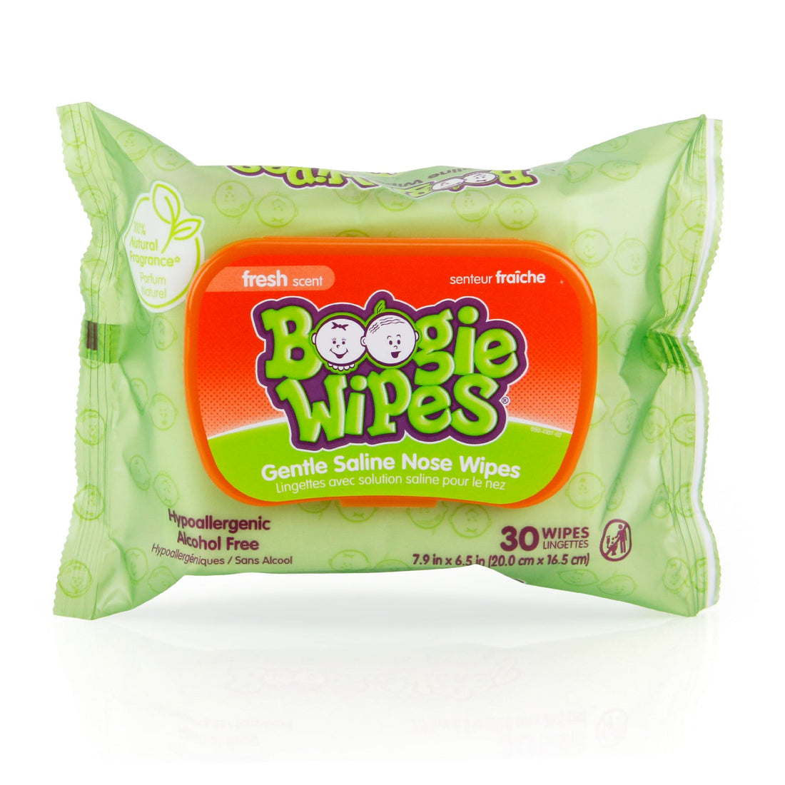 Boogie Wipes Gentle Saline Baby Nose Wipes, Fresh Scent, Natural Saline for Mucus &amp; Congestion, 30 Count