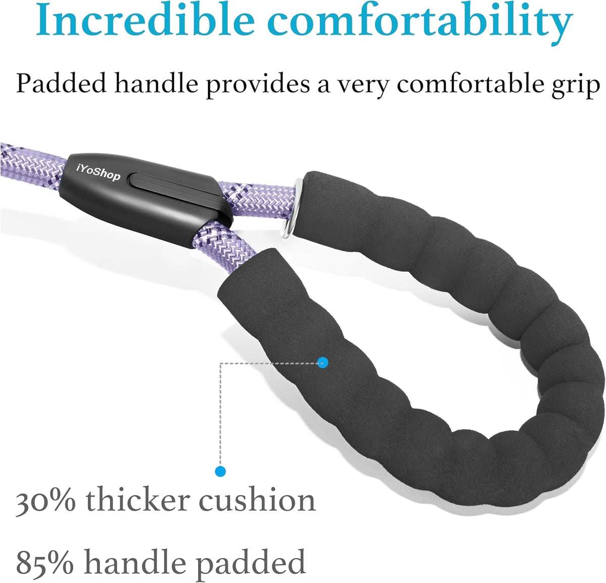 Durable Slip Lead Dog Leash with Padded Handle and Highly Reflective Threads, No Pull Dog Training Leash, (3/8" X 6 FT, Lavender)