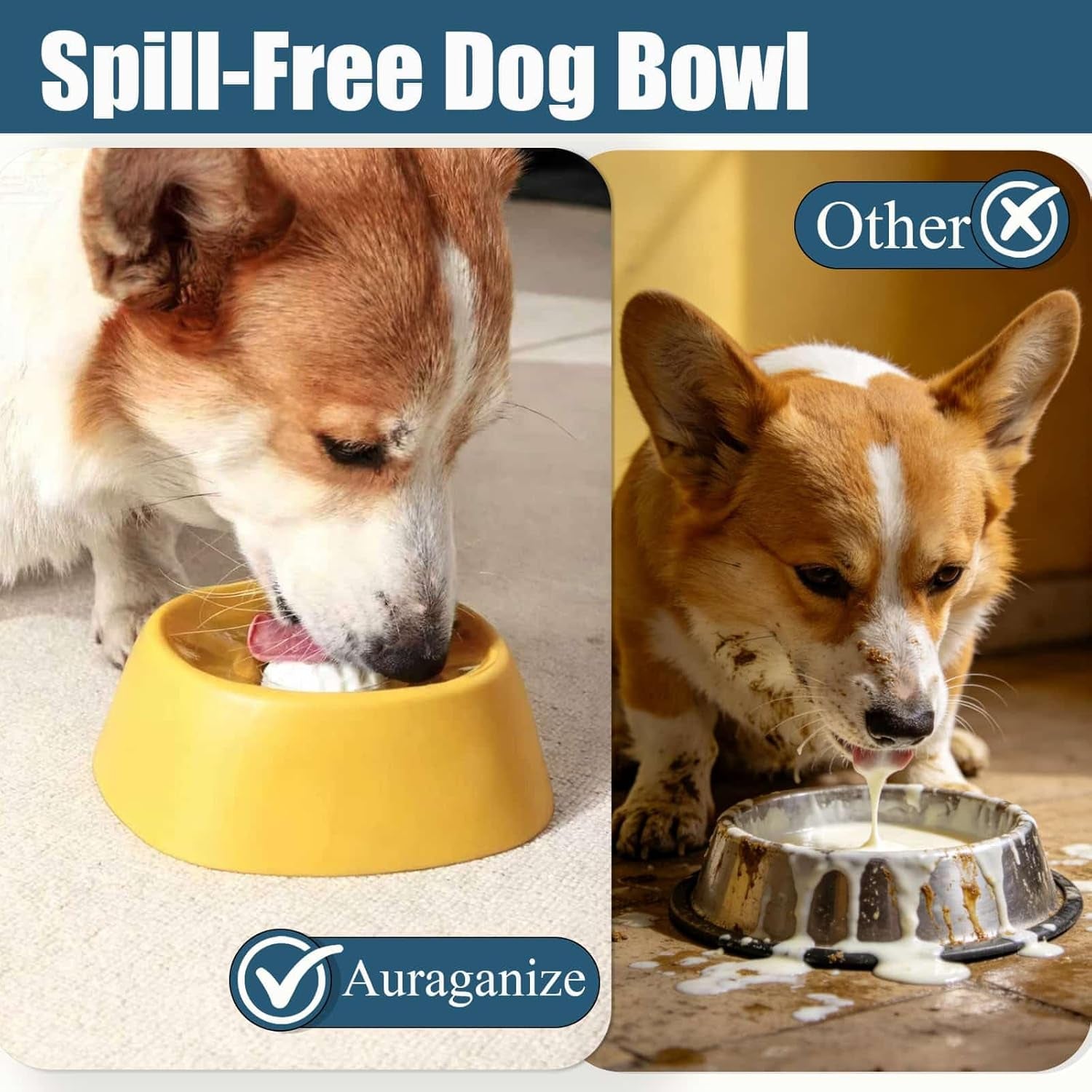 Lick and Roll Bowl for Dogs – No-Mess Slow Feeder for Bone Broth, Yogurt &amp; Supplements | Lick and Roll Bowl with Anti-Spill Rolling Ball | for Senior Dogs, New Puppies &amp; Post-Op Nutrition