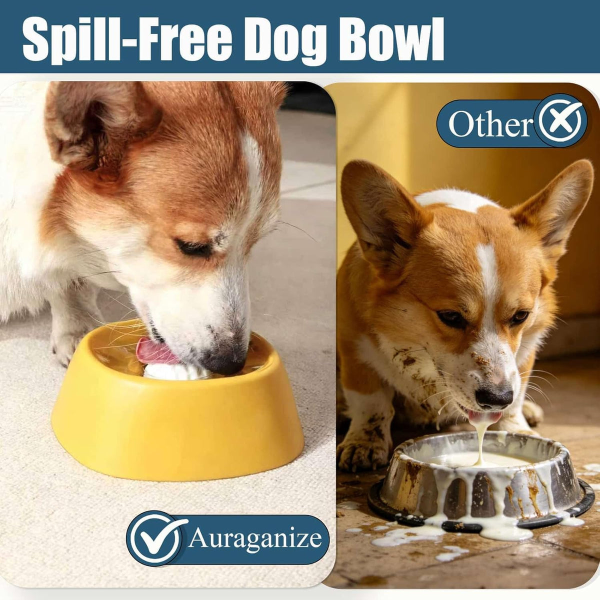 Lick and Roll Bowl for Dogs – No-Mess Slow Feeder for Bone Broth, Yogurt &amp; Supplements | Lick and Roll Bowl with Anti-Spill Rolling Ball | for Senior Dogs, New Puppies &amp; Post-Op Nutrition