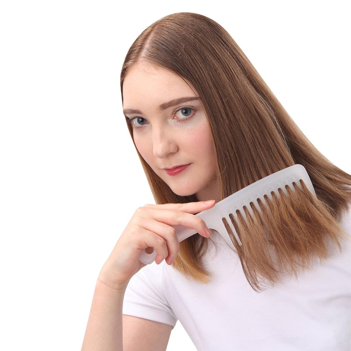 Large Wide Tooth Comb Detangling for Curly,Wet,Dry Hair,White | Smooth Teeth Hair Comb for Women,Men,Shower,Detangler Brush for Reduce Hair Loss and Dandruff &amp; Headache-Minimal Breakages