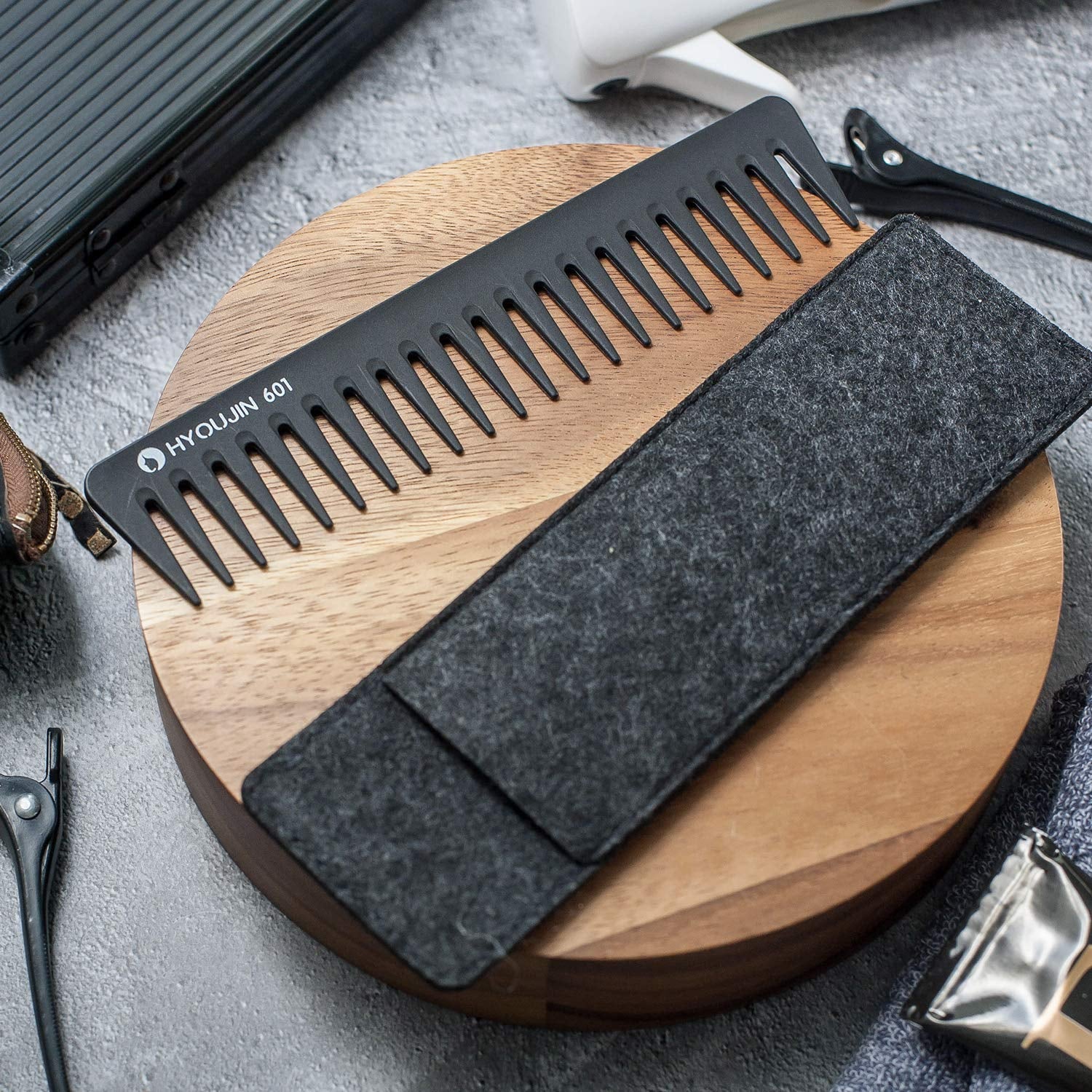 601 Carbon Wide Tooth Comb Detangler Comb for Detangling Wet Hair | Detangling Wide Tooth Comb for Shower,Wet,Dry,Long Hair,No Handle,Anti-Static,Heat Resistant to 230℃,Travel for Women and Men