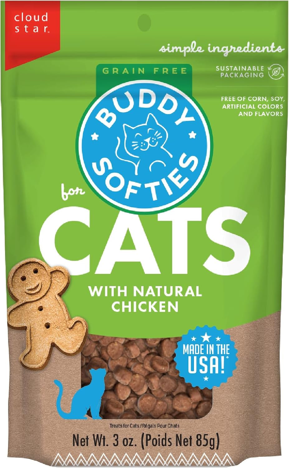 Soft &amp; Chewy Grain Free Cat Treats, Chicken, 3 Oz. Pouch