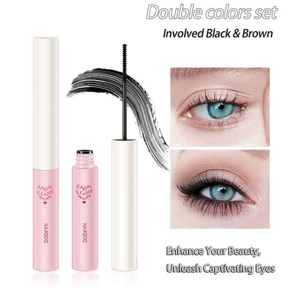 Silk Fiber Curling Mascara, Ultra-Fine Brush, Lengthening &amp; Volumizing, Waterproof, Smudge-Proof, Long-Lasting, Unisex, Eye Safe