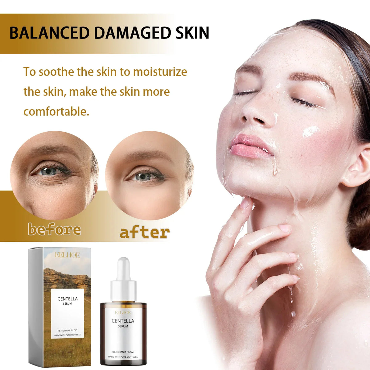 Centella Asiatica Skin Serum - Deep Moisturize &amp; Replenish Care Essence Improve Skin Health Relieve Dry &amp; Discomfort