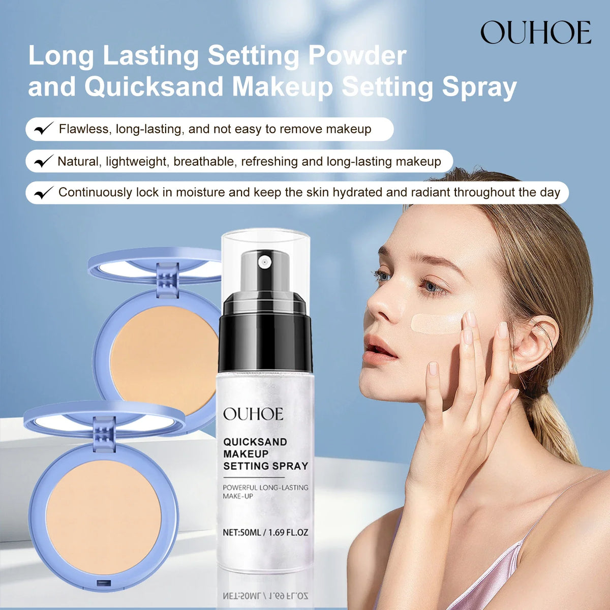 Face Loose Powder Quicksand Setting Spray Freshing Foundation Matte Oil Control Lasting Waterproof Makeup Facial Setting Powder