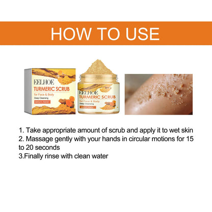 50g Turmeric Scrub for Face and Body Skin Rejuvenating Anti A-cne Brighten Skin Tone Soften Skin Exfoliating Face Care Scrub