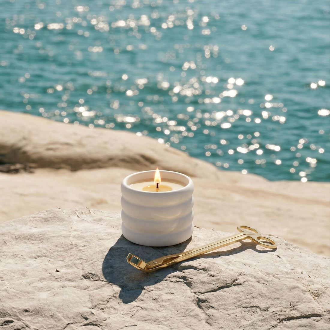 Soy Wax Ceramic Candle &amp; Wick Trimmer Set