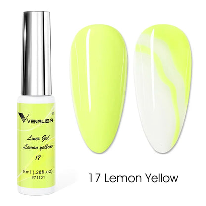 Venalisa Liner Gel 8ml French Nail Gel Polish UV LED Painting Gel Nail Art Design Gorgeous Glitter Color DIY Drawing Polish