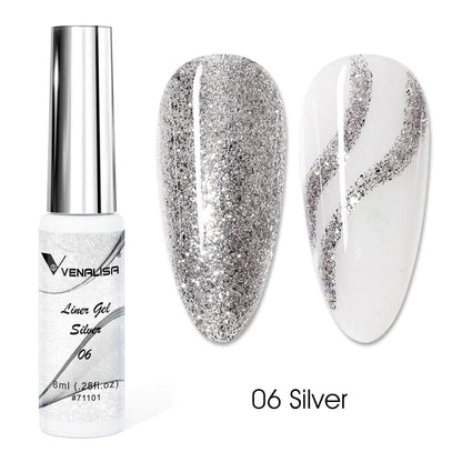 Venalisa Liner Gel 8ml French Nail Gel Polish UV LED Painting Gel Nail Art Design Gorgeous Glitter Color DIY Drawing Polish