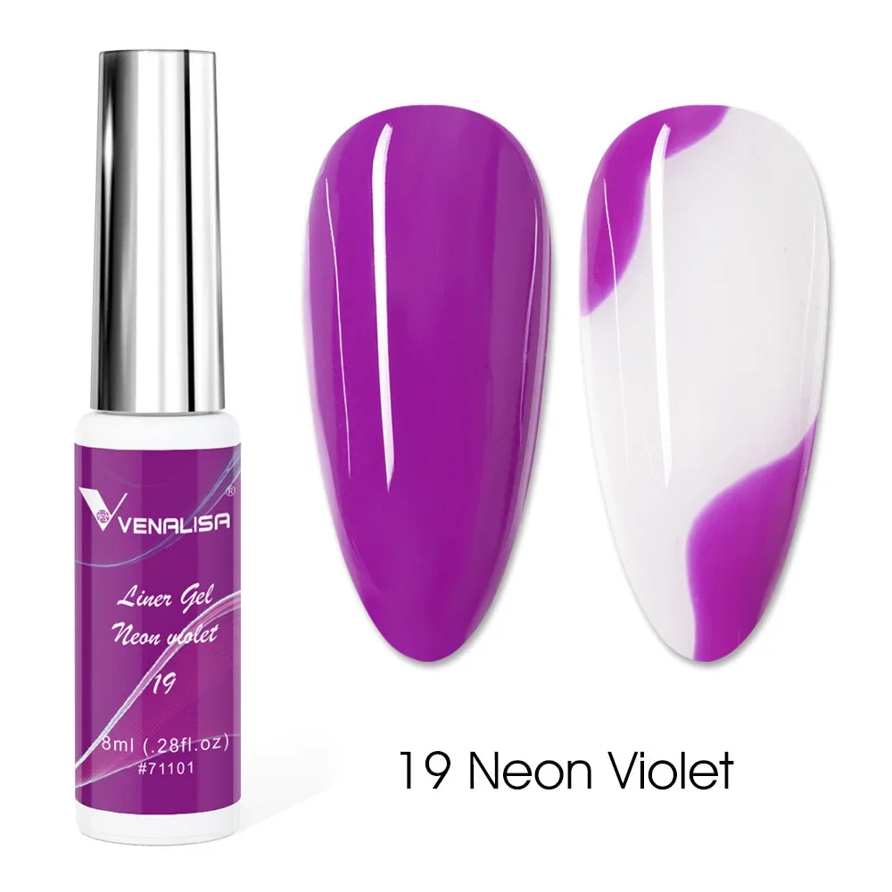 Venalisa Liner Gel 8ml French Nail Gel Polish UV LED Painting Gel Nail Art Design Gorgeous Glitter Color DIY Drawing Polish