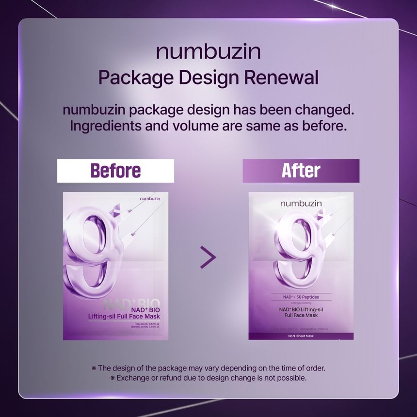 Numbuzin NAD+ BIO Lifting-sil Full Face Mask Set