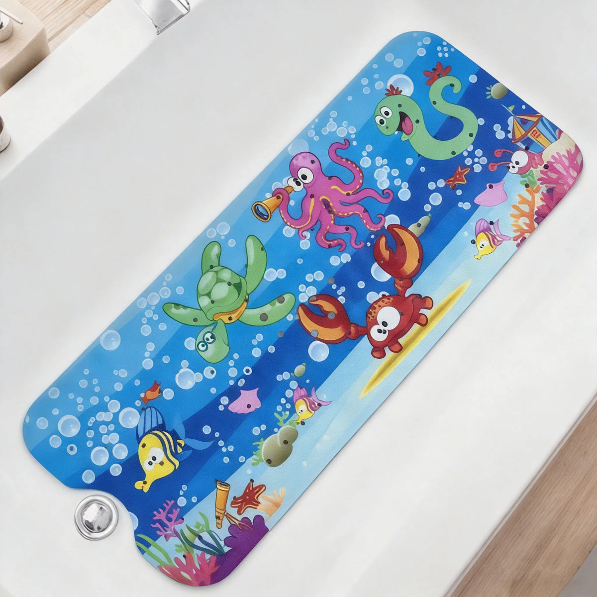 1pc Cartoon Extra Long Bathtub Mat 40x100cm Non Slip Bath Mat for Bathroom Tubs Shower Mats with Suction Cups &amp; Drain Holes