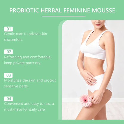 60ml Probiotics Herbal Female Intimate Hygiene Mousse Gentle Daily Wash Ph Balanced Gentle Daily Cleanse Comfort Irritation-Free