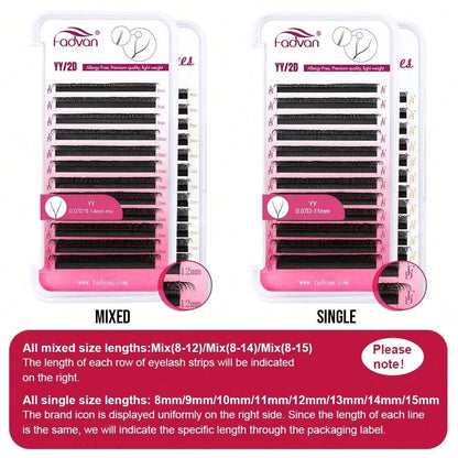 FADVAN YY Shape 6-15mm Lashes 2D 0.07/0.05mm Faux Mink C/D Curl Natural Soft Brazilian Premade Volume Fan Eyelashes Extension
